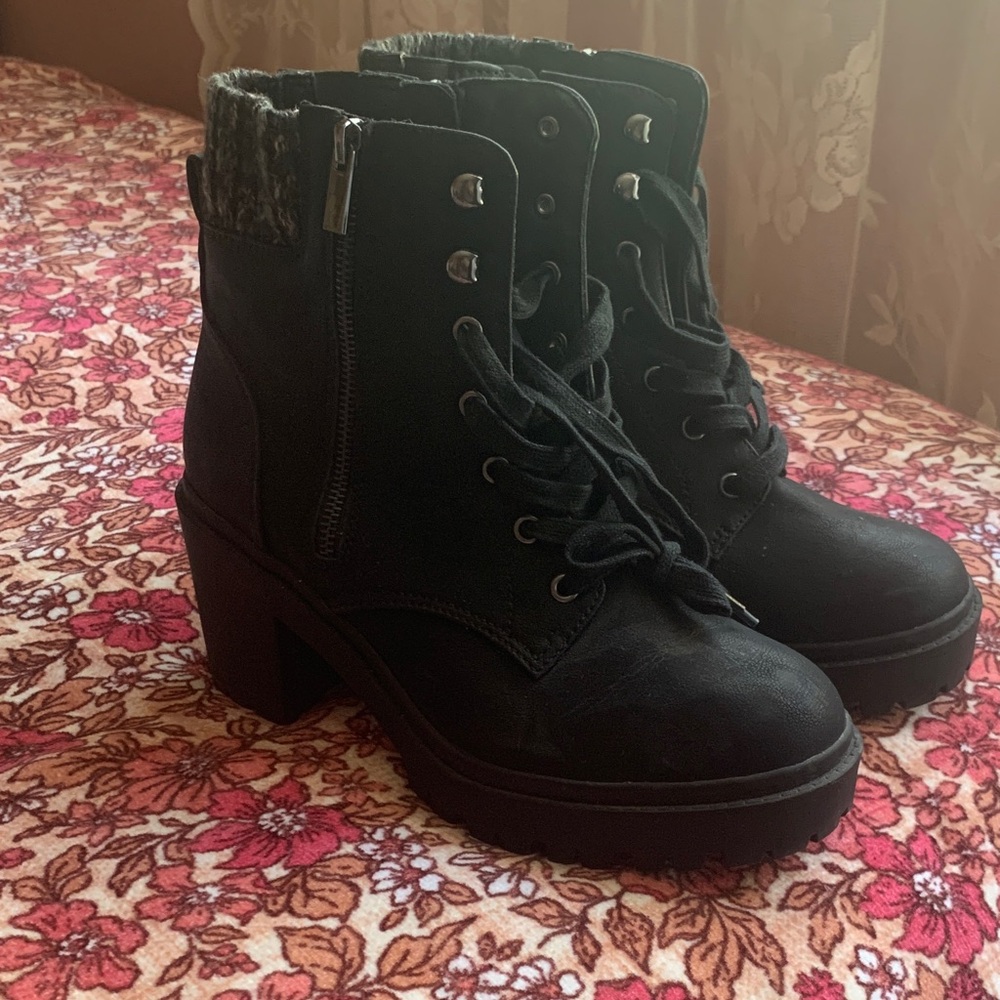Torrid Black Lace-Up Boots